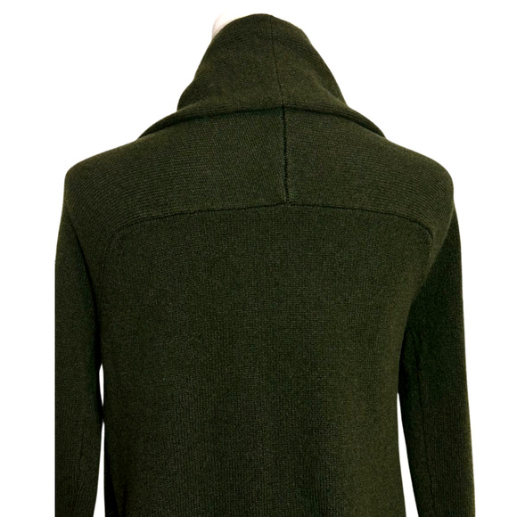 LOFT Forest Green Wool Blend Waterfall Cardigan Small Long Sleeve Quiet Luxury - Picture 6 of 7